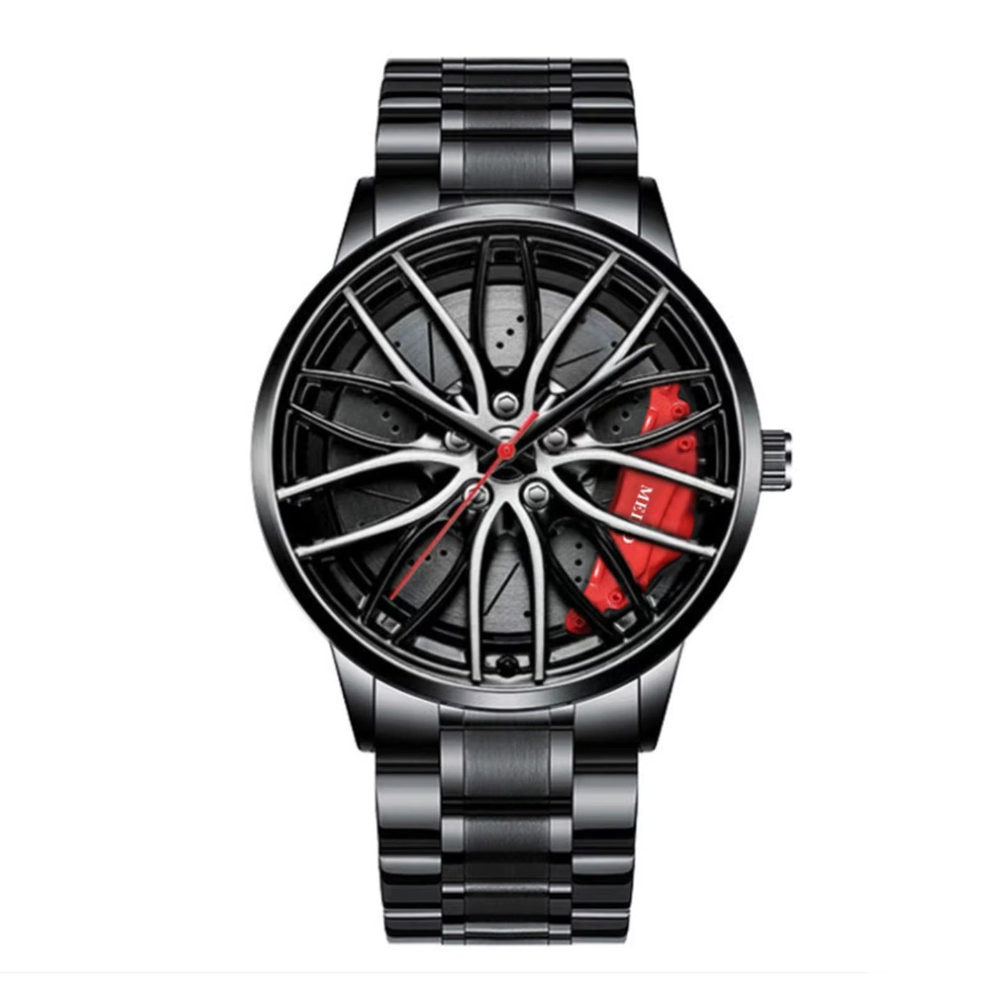 2024 Car Watches for Menwaterproof Stainless Steel Quartz Wrist Watch Sports Men’S Watches with Car Wheel Rim Hub Design