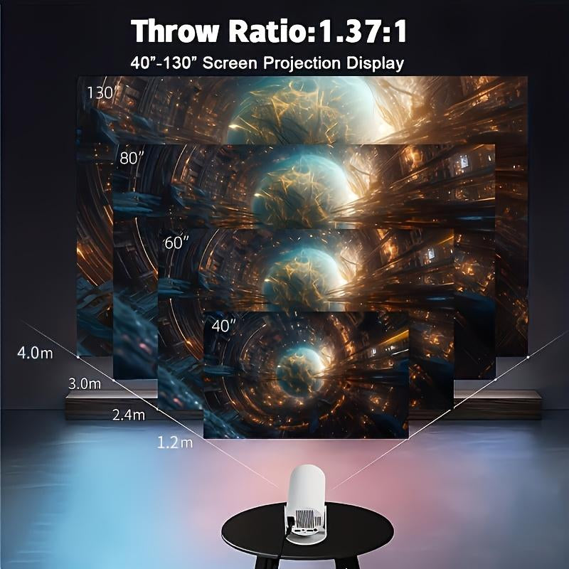 HY300 Pro Mini Taşınabilir Projektör, WiFi 6 ve Kablosuz 5.0 ile 4K/260ANSI Akıllı Projektör, Ayarlanabilir Ekran, 180° Dönüş, Dahili Android 11.0 İşletim Sistemi, Hi-Fi Stereo Ses, Ev Sineması