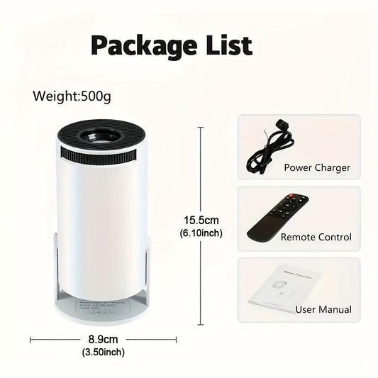 HY300 Pro Mini Taşınabilir Projektör, WiFi 6 ve Kablosuz 5.0 ile 4K/260ANSI Akıllı Projektör, Ayarlanabilir Ekran, 180° Dönüş, Dahili Android 11.0 İşletim Sistemi, Hi-Fi Stereo Ses, Ev Sineması