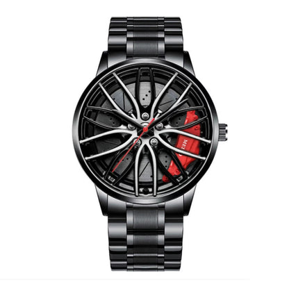 2024 Car Watches for Menwaterproof Stainless Steel Quartz Wrist Watch Sports Men’S Watches with Car Wheel Rim Hub Design