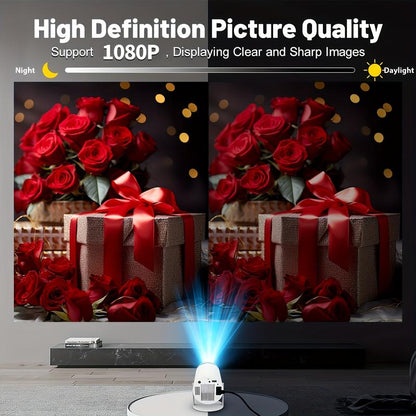 HY300 Pro Mini Taşınabilir Projektör, WiFi 6 ve Kablosuz 5.0 ile 4K/260ANSI Akıllı Projektör, Ayarlanabilir Ekran, 180° Dönüş, Dahili Android 11.0 İşletim Sistemi, Hi-Fi Stereo Ses, Ev Sineması
