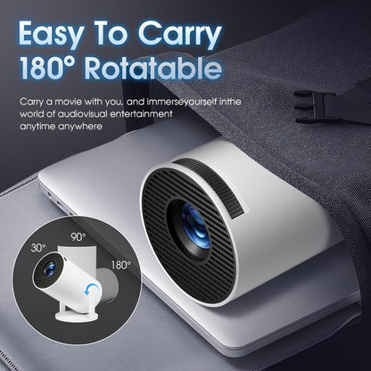 HY300 Pro Mini Taşınabilir Projektör, WiFi 6 ve Kablosuz 5.0 ile 4K/260ANSI Akıllı Projektör, Ayarlanabilir Ekran, 180° Dönüş, Dahili Android 11.0 İşletim Sistemi, Hi-Fi Stereo Ses, Ev Sineması